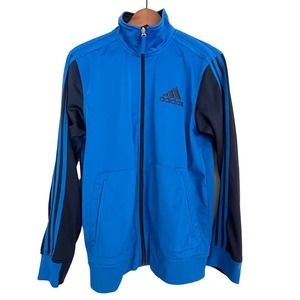 Adidas ClimaLite Track Jacket Blue Black Track Stripes Men's Size Medium